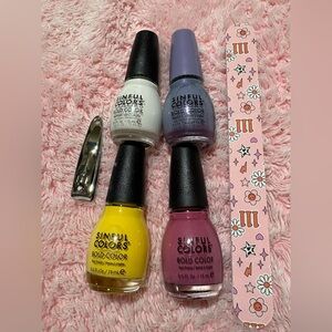 Nail Polish Set - Yellow, Purple, Pink, White